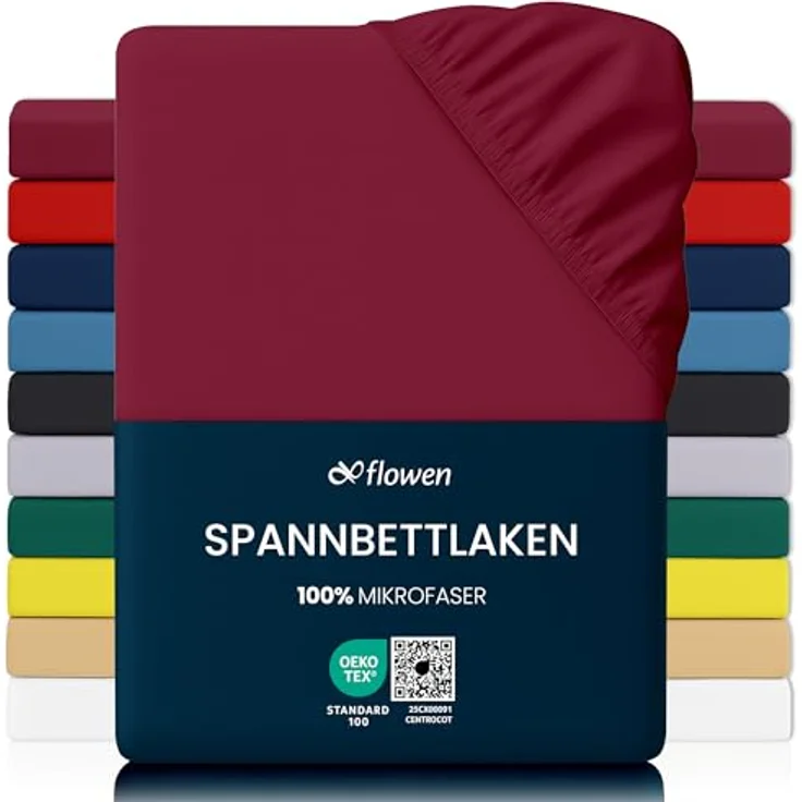 Flowen Spannbettlaken 90 x 190 cm Mikrofaser Bordeaux, atmungsaktiv und hypoallergen, knitterfrei, mit 30 cm Tiefe Tasche, maschinenwaschbar – Bild 1