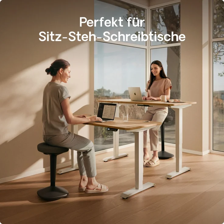 Ergonomischer Balancehocker Desktronic – Höhenverstellbarer Stehhocker für Homeoffice & Stehschreibtisch, Aktivsitz-Hocker mit Wippfunktion, rutschfester Standfuß – Schwarz – Bild 6