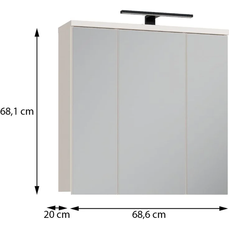 Badezimmerspiegelschrank >VERIS< in Sand / Spiegel - 68,6x68,1x20cm (BxHxT) – Bild 7