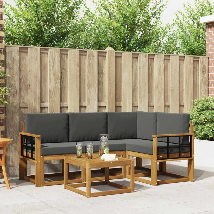 vidaXL Outdoor-Sofagarnitur 5 stk. 4-Sitzer Natur und Anthrazit 3366370 – Bild 1