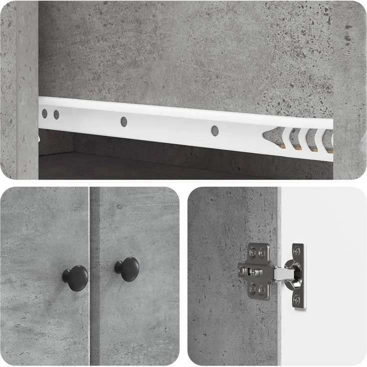 vidaXL Schrankset 2 pcs Betongrau 66 x 34,5 x 90 cm Holzwerkstoff 3416883 – Bild 7