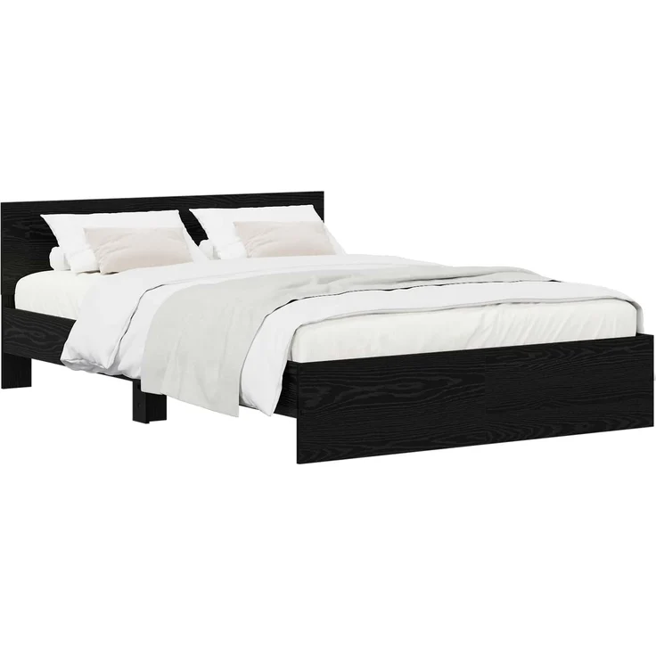 vidaXL Bettgestell mit Kopfteil Schwarz Eichen-Optik 160 x 200 cm 3445773 – Bild 2