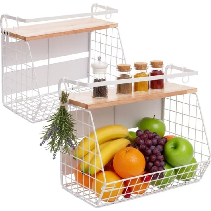 Relaxdays Obstkorb Wandregal magnetisch 2er Set – Bild 1