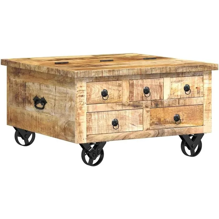 vidaXL Couchtisch Raues Mangoholz 70x70x40 cm 243979