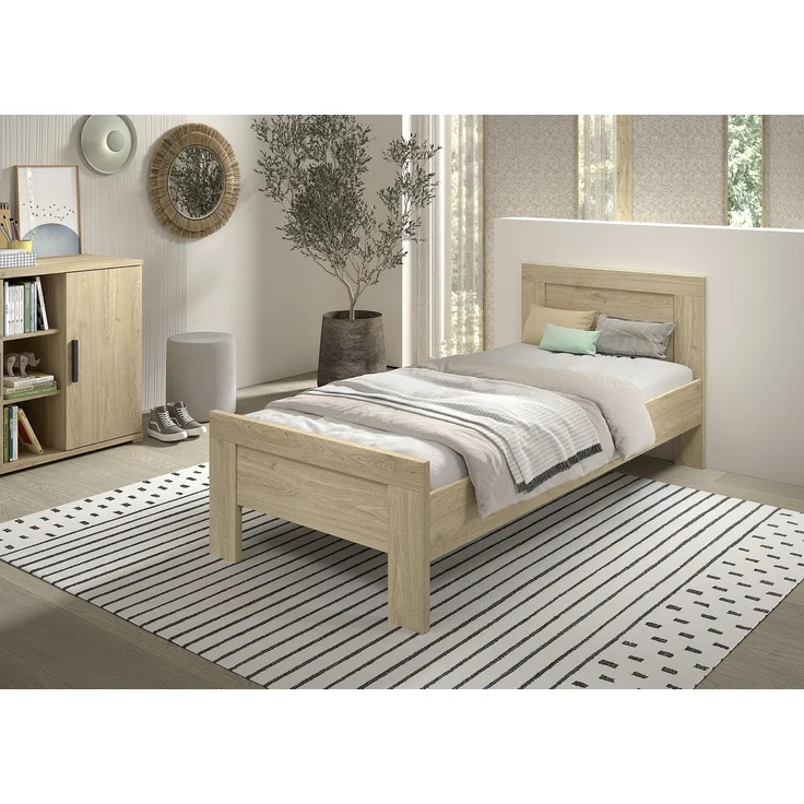 SAM Artikel-Set 3-tlg. best aus, Einzelbett, Nachtkonsole, Kleiderschrank 2-trg, Ausf. Eiche Melamin Dekor – Bild 6