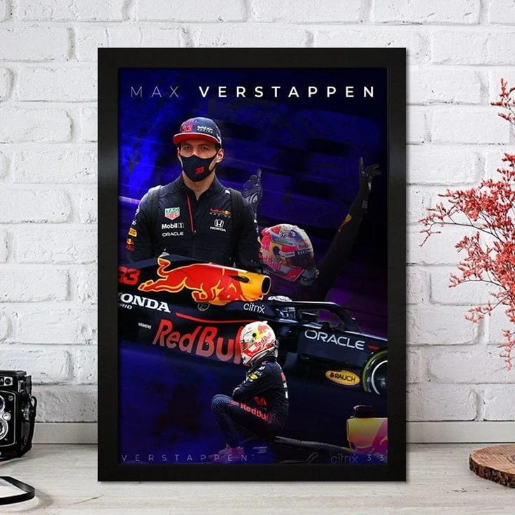 Poster Formel 1 Max Verstappen Rennfahrer Helm Rennwagen Red Bull · Deko Print ohne Rahmen - H / 30x40 cm – Bild 2
