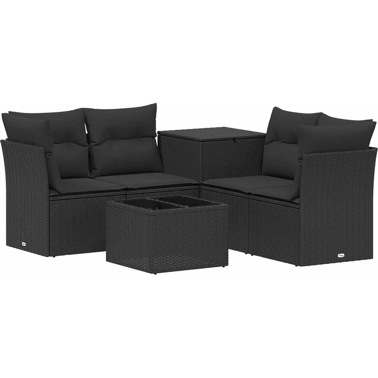 vidaXL Sofa Set 6 stk. Schwarz Polyrattan und Stahl 3447337 – Bild 2