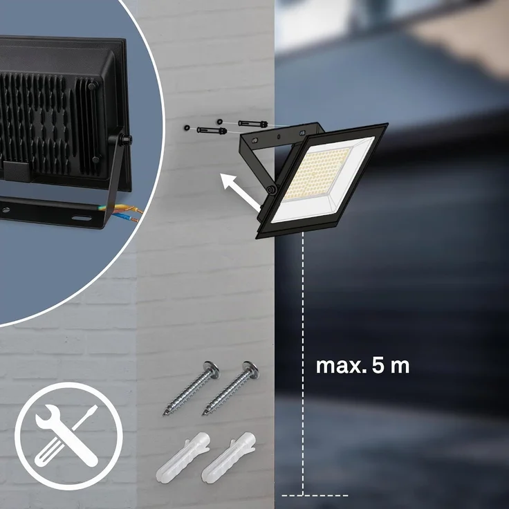 BRILONER - LED Strahler außen, Neutralweißes Licht, 30W 2700lm, Schwenkbar, IP65 Staub- und Strahlwasserschutz, Fluter, Flutlicht, Außenstrahler, Scheinwerfer, Garten, Garage, 14 x 17 x 3 cm, Schwarz – Bild 6