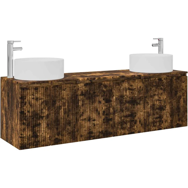 vidaXL Badezimmerschrank-Set 3 stk. Geräucherte Eiche 3405732 – Bild 2