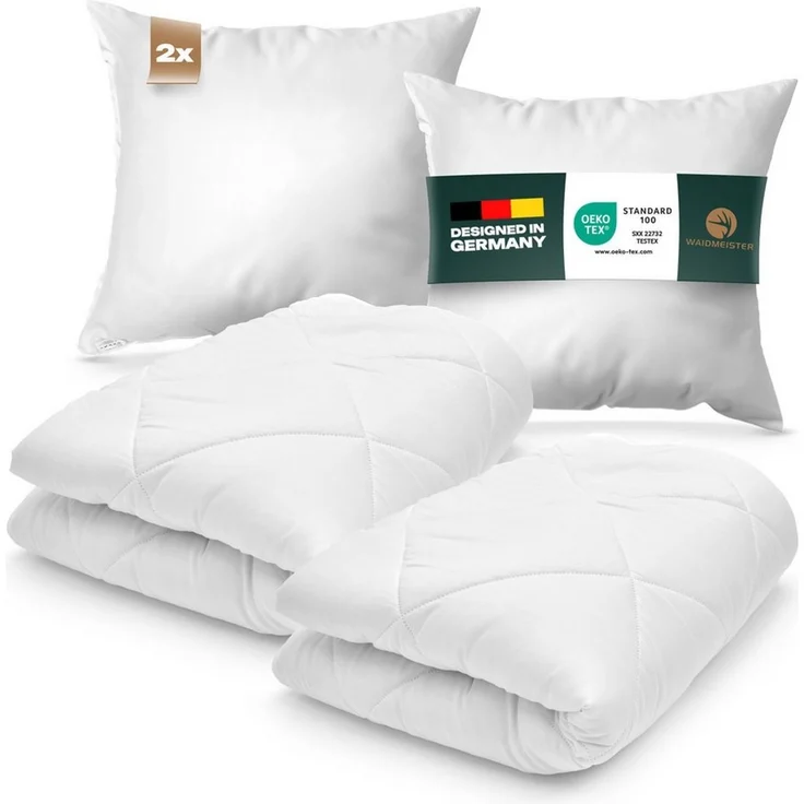 Waidmeister Bettdecke + Kopfkissen Bettdeckenset 2x Bettdecke und 2x Kopfkissen, Füllung: 100% Polyester, Bettdeckenset mit Kopfkissen mit optimierter Klimafunktion – Bild 1