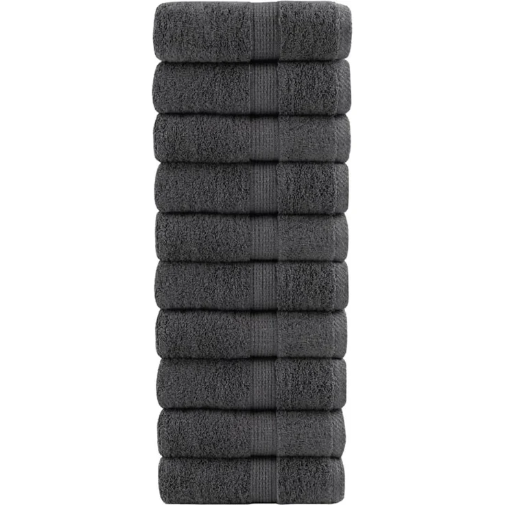 vidaXL 'SOLUND' Premium-Badetücher, 10 Stk., Anthrazit, 30x30 cm – Bild 1