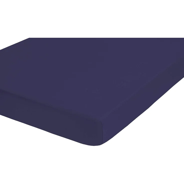 Biberna Jersey-Spannbetttuch, 100 % Baumwolle, Marine, 1x 90x190 cm - 100x200 cm – Bild 4