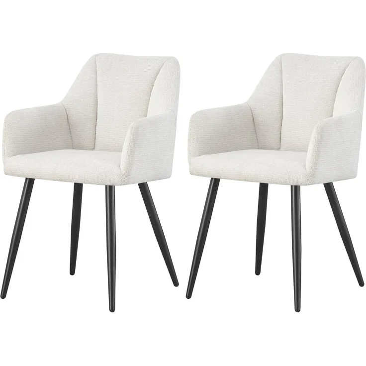 Stuhl 2er Set Barcelona Stühle in Creme - gemütliches Design - Top Qualität B/H/T: 55x82x62 cm