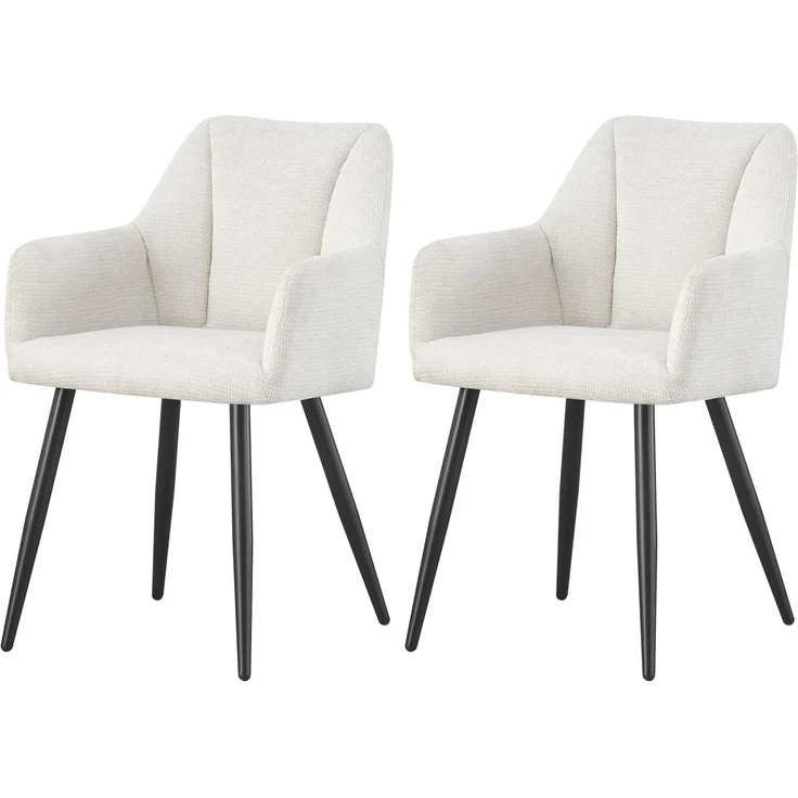 Stuhl 2er Set Barcelona Stühle in Creme - gemütliches Design - Top Qualität B/H/T: 55x82x62 cm – Bild 1
