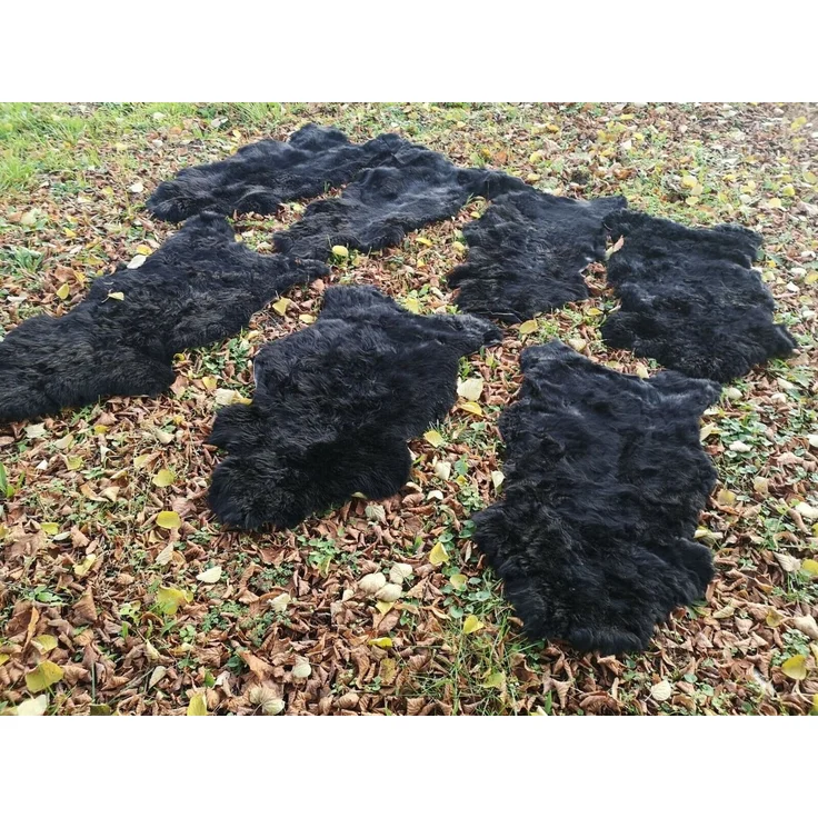 Provellus Fellteppich Echte Öko Schaffelle Lammfell Schwarz Bis 140 cm 2. Wahl, 30x30cm rund – Bild 1