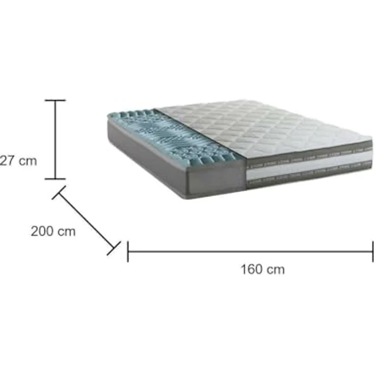 Talamo Italia - Teodora-Doppelmatratze, Memory Foam- und Gel-Matratze mit 9 differenzierten Zonen, 100 % Made in Italy, milbenhemmend und hypoallergen, 160 x 200 x 27 cm – Bild 3