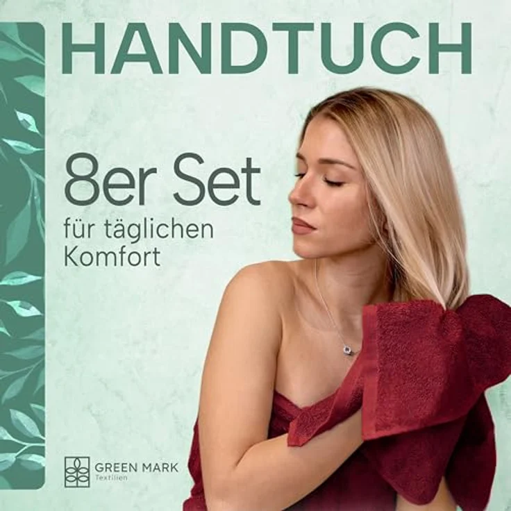 NatureMark 8er Spar-Pack Frottier Handtücher, Handtuch-Set, 50x100 cm, Bordeaux rot, 100% Baumwolle – Bild 3