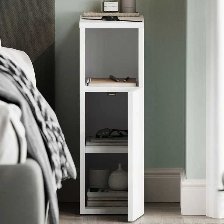 Nachttisch Enton Weiß 20 x 59.5 cm mit 1 Tür Vicco – Bild 4