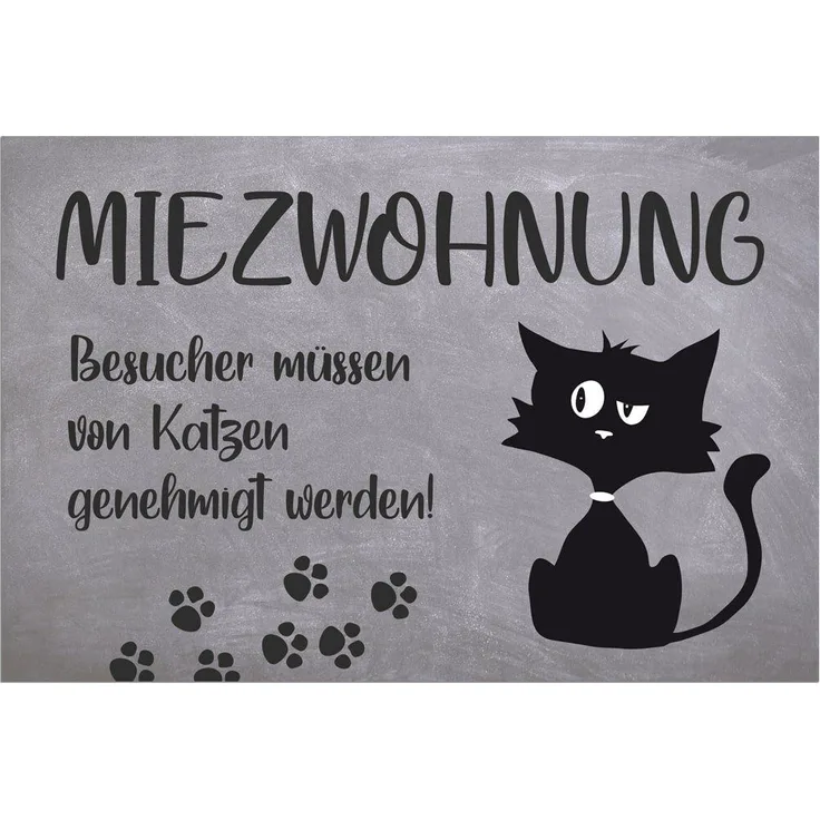 matches21 HOME & HOBBY Fußmatte Türmatte Katze Miezwohnung in 50x70 cm als Fussabtreter, rechteckig, Höhe: 5 mm, Rutschfester Türvorleger für innen als waschbare Schmutzfangmatte