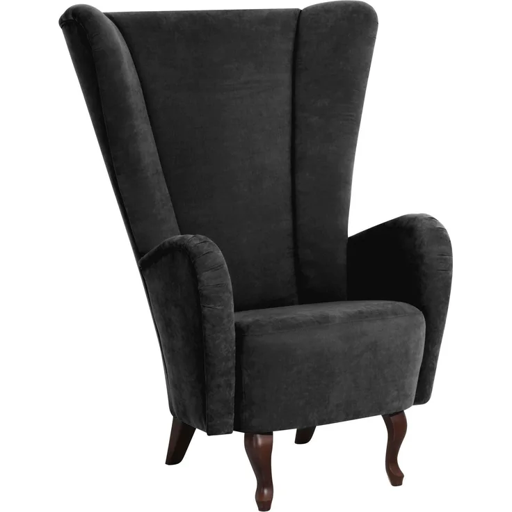 Hochlehnsessel Kailey Bezug Velourstoff Buche nussbaum dunkel / schwarz 21203