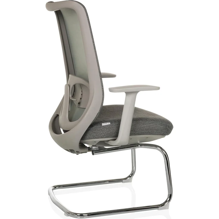 hjh OFFICE Freischwinger Stuhl ergonomisch MILESTON V Besucherstuhl mit Lordosenstütze und Armlehnen, Schwingstuhl Netzrücken, Grau – Bild 6