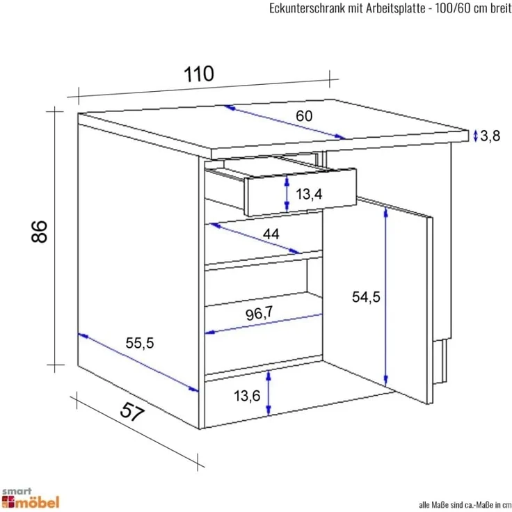 Flex-Well Eckunterschrank Antigua (B x H x T) 110 x 86 x 60 cm – Bild 5