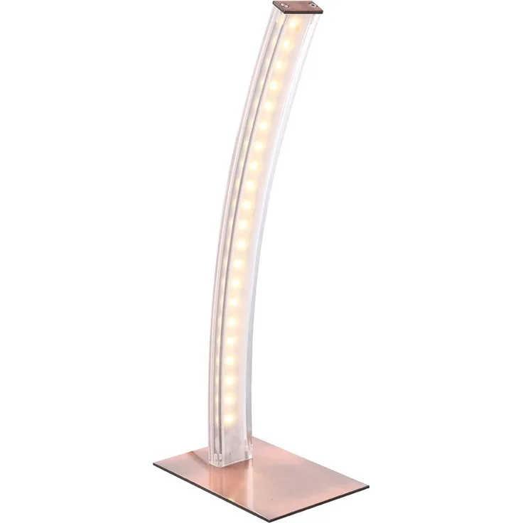 LED Tischleuchte, gebogen, kupferfarben, H 37 cm