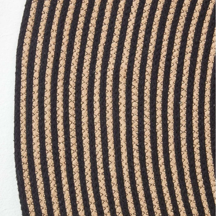 Homescapes Teppich Geflochtener runder Teppich, leinen-schwarz mit Spiral-Muster, 150 cm, Höhe: 20 mm – Bild 2