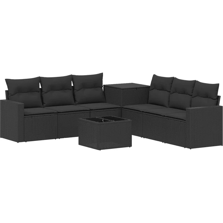 vidaXL Sofa Set 8 stk. Schwarz Polyrattan und Stahl 3448314 – Bild 2