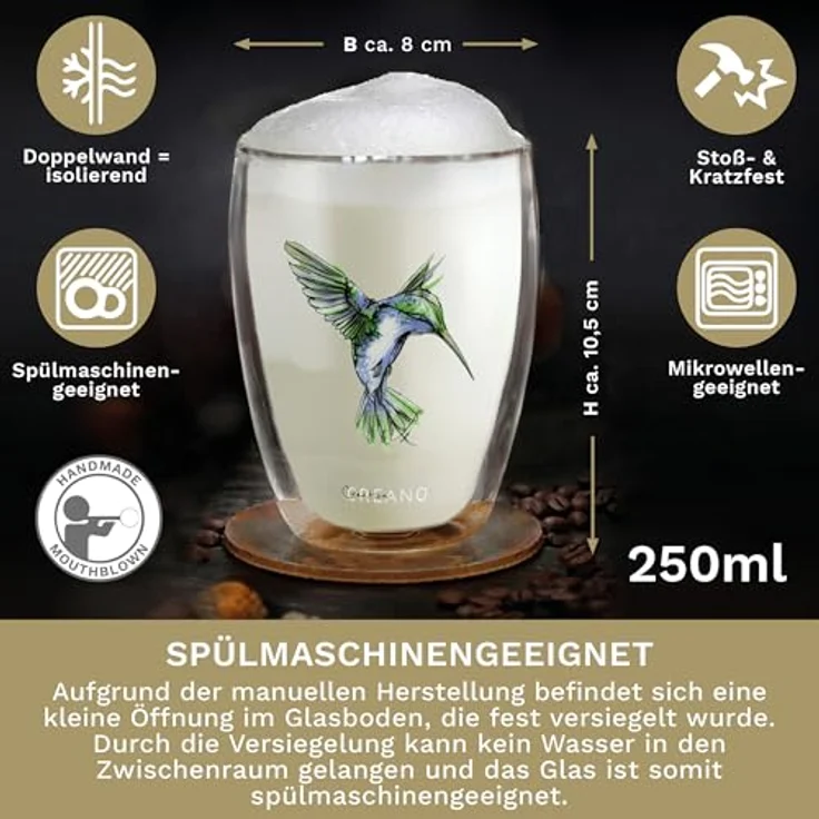 Creano Teeglas Thermo-Glas Hummi in Blau, Borosilikatglas, 1-teilig – Bild 4