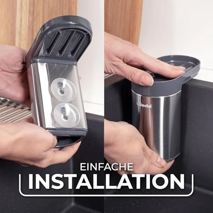 Vileda Küchenorganizer-Set Schwammhalter Spülbecken Edelstahl, (Set, Set), mit Saugnapf, Robust – Bild 4