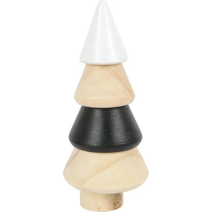 TrendLine Deko Kiefernholzbaum Ø 6,5x16 cm schwarz-weiß