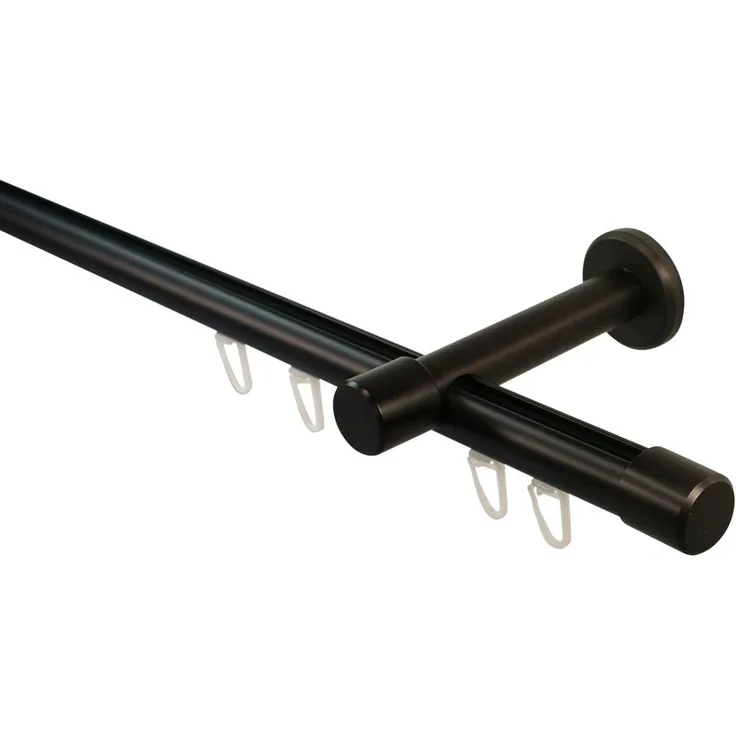 iso-design Gardinenstange Innenlauf 20 mm 1-läufig Endstück Kappe Wandabstand 8 cm, Ø 20 mm, 1-läufig, Fixmaß, mit Bohren, Aluminium