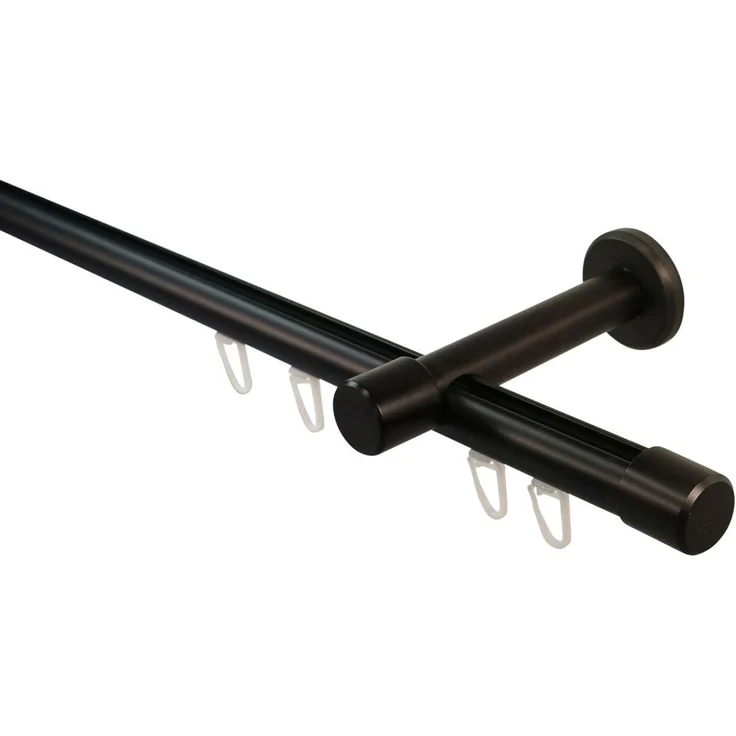 iso-design Gardinenstange Innenlauf 20 mm 1-läufig Endstück Kappe Wandabstand 8 cm, Ø 20 mm, 1-läufig, Fixmaß, mit Bohren, Aluminium