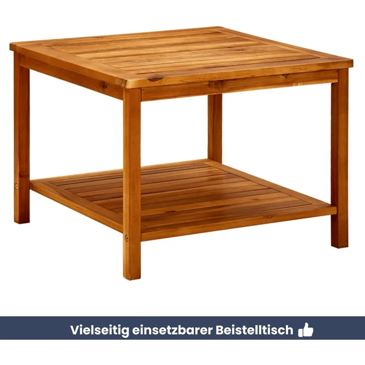 DELUKE® Beistelltisch Holz EMMI - Massivholz, 60x60x45cm | Couchtisch Akazie Beistelltisch Couch Holztisch Outdoor Sofatisch Gartentisch eckig – Bild 6