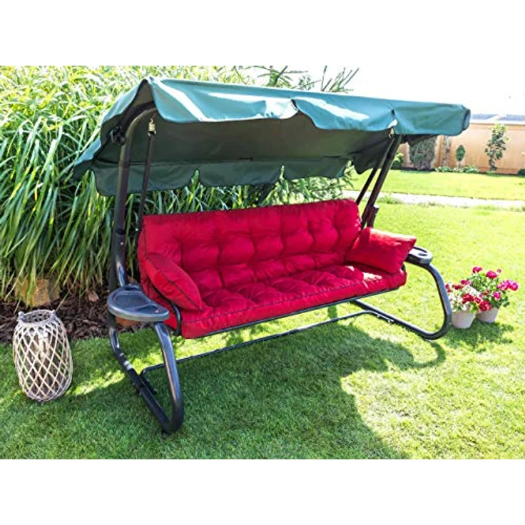 Bjird Bankauflage Pola 100 cm 120 cm 150 cm 180 cm, für Gartenbank und Hollywoodschaukel - inkl. 2 Stück Seitenkissen – Bild 9