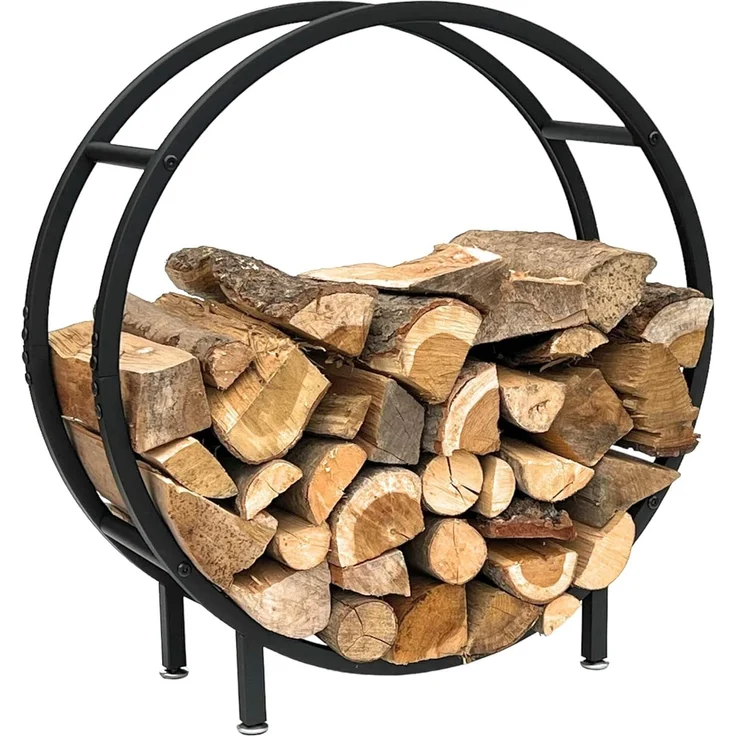 DanDiBo Kaminholzregal Innen Metall Schwarz Stehend Rund 60 cm Kaminholzständer 96468 Kaminholzhalter Brennholzregal Feuerholzregal – Bild 3