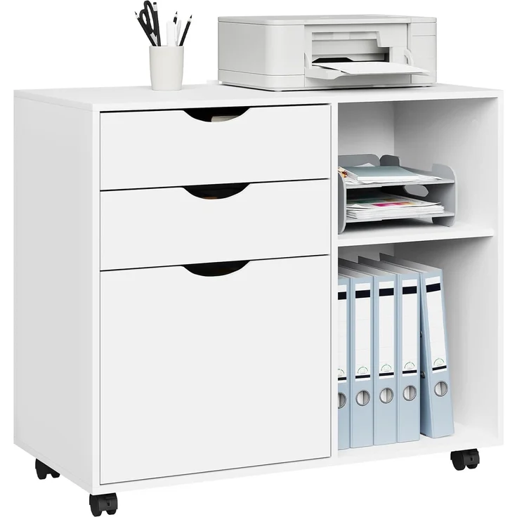 Woltu Rollcontainer, Aktenschrank mit 3 Schubladen, 5 Rollen, Büroschrank – Bild 1