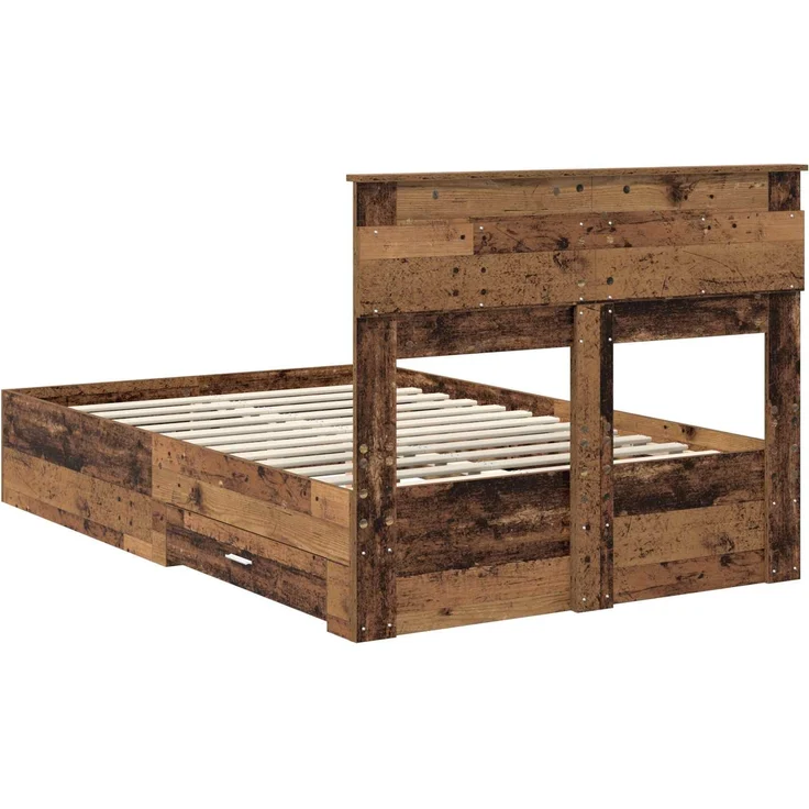 vidaXL Bettrahmen mit Kopfteil Altholz 135 x 190 cm Holzwerkstoff 3410001 – Bild 9