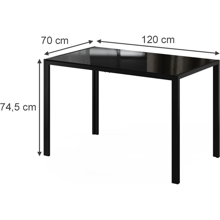 Esstisch Grand Schwarz/Schwarz 120 x 70 cm Vicco – Bild 2