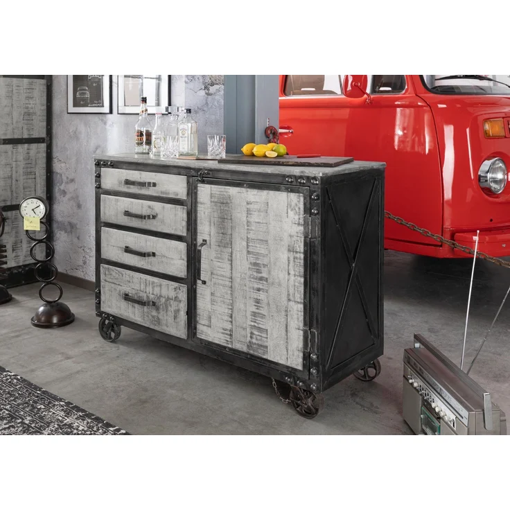Sideboard Mango 120x46x92 grau lackiert HEAVY INDUSTRY #125 – Bild 8