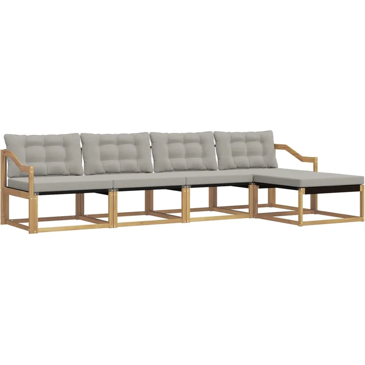 vidaXL Outdoor-Sofagarnitur 5 stk. 5-Sitzer Weiß und Hellgrau 3388597 – Bild 2