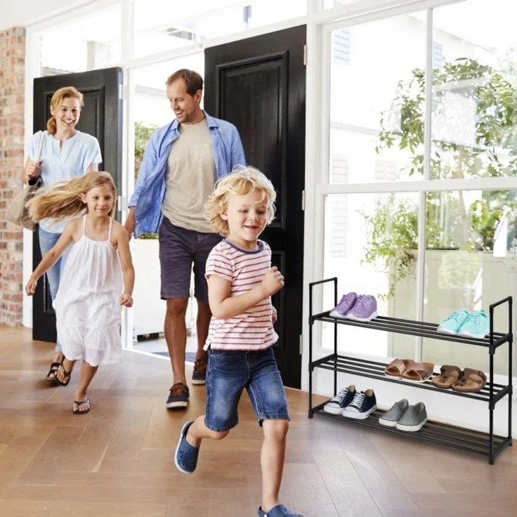 Schwarzes Schuhregal aus Metall – Bild 5