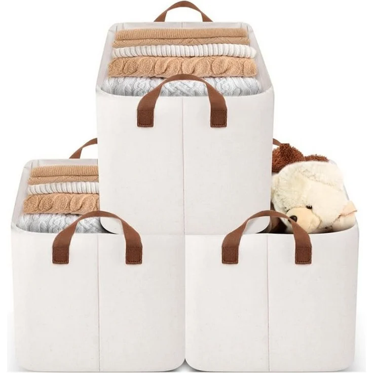 BlingBin Aufbewahrungskorb 3-Pack 26L, Schrank Organizer, Korb für Badezimmer Regal (3 Stück, 3 St, 42,9 x 29 x 25,4 cm), Organizer für Organisation, Regal, Kleidung, Zuhause, Büro – Bild 4