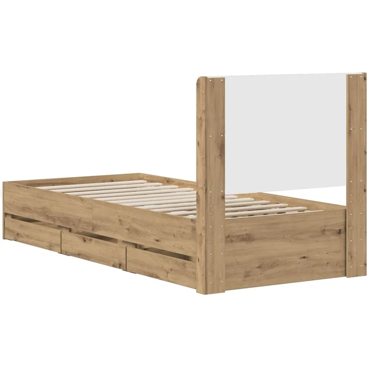 vidaXL Bettgestell mit Stauraum und Kopfteil Artisan-Eiche 90 x 200 cm 3445813 – Bild 6