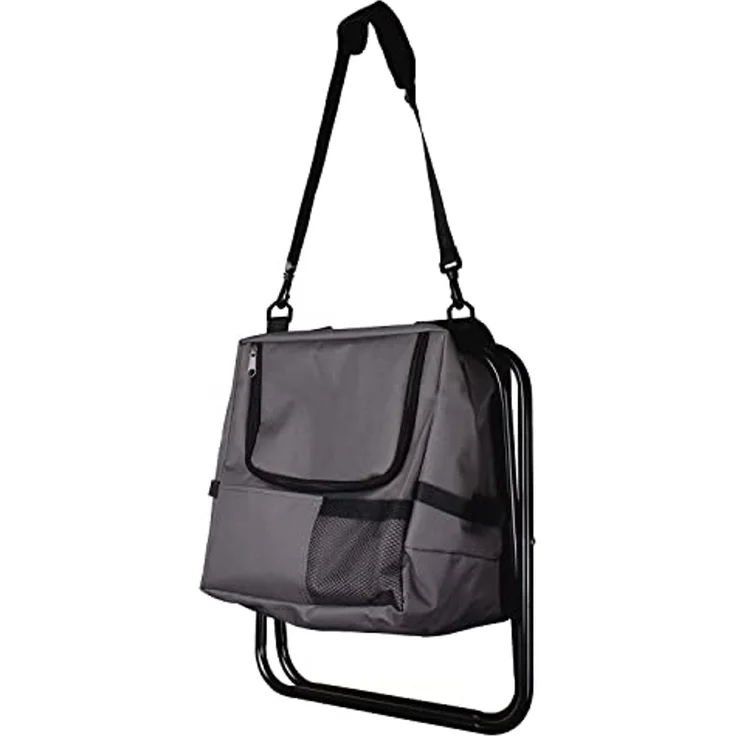 klappbarer Anglerstuhl Campingstuhl Campinghocker mit Kühltasche Blau – Bild 3