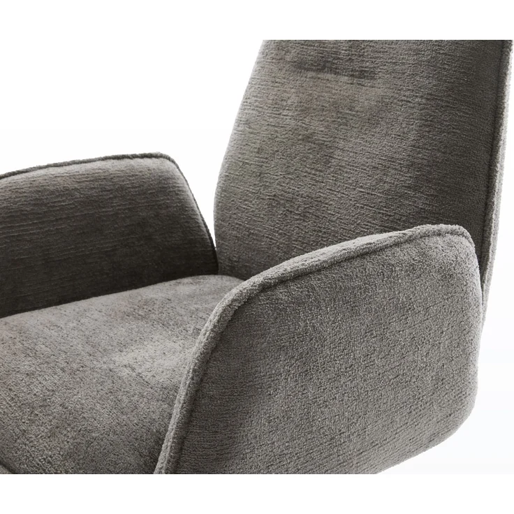 Drehstuhl Zoa-Flex Bouclé Soft Schlamm Fußkreuz Edelstahl 360° drehbar Wippfunktion Taschenfederkern – Bild 4