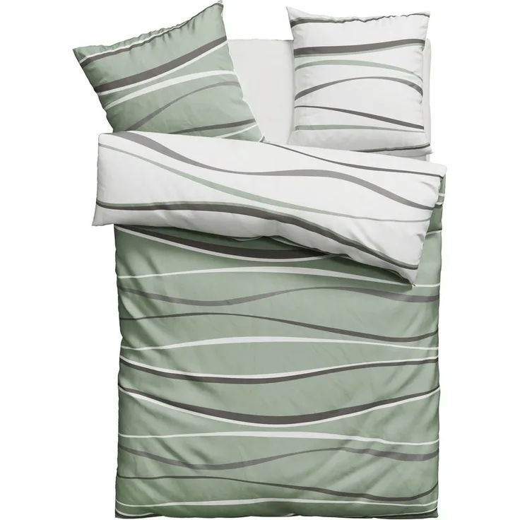 OTTO home Wendebettwäsche Alvara, Linon, 2 teilig, in Gr. 135x200 oder 155x220 cm, 100% Baumwolle, grafisches Motiv