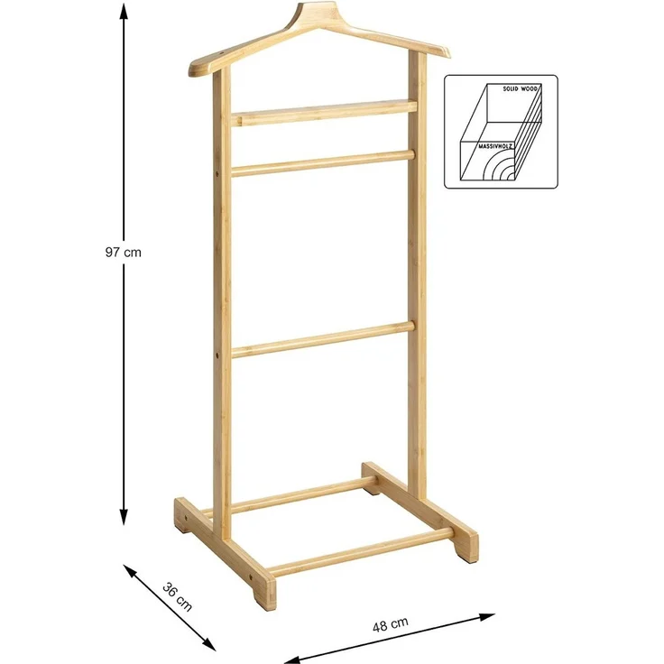 Haku Herrendiener Dressboy aus Bambus natur mit lackiertem Gestell, Stiller Diener im Scandinavian-Stil, 48x36x97 cm – Bild 6