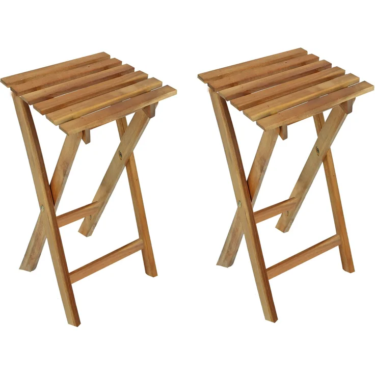 Hocker CAIRO 2er Set - Eukalyptus Natur 62x27x29cm | Sitzhocker Beistelltisch Pflanzenständer – Bild 1